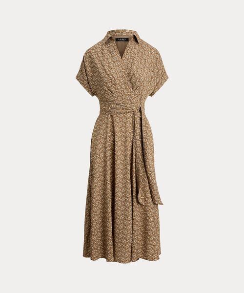 LAUREN RALPH LAUREN(ローレン ラルフ ローレン)の「ジオプリント ベルテッド クレープ ドレス(ワンピース・レディース・ブラウン系2・00/2/0/4/6)」の2枚目の写真