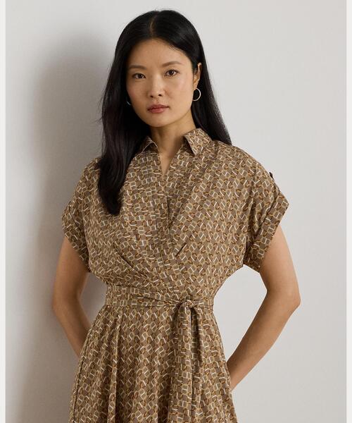 LAUREN RALPH LAUREN(ローレン ラルフ ローレン)の「ジオプリント ベルテッド クレープ ドレス(ワンピース・レディース・ブラウン系2・00/2/0/4/6)」の3枚目の写真