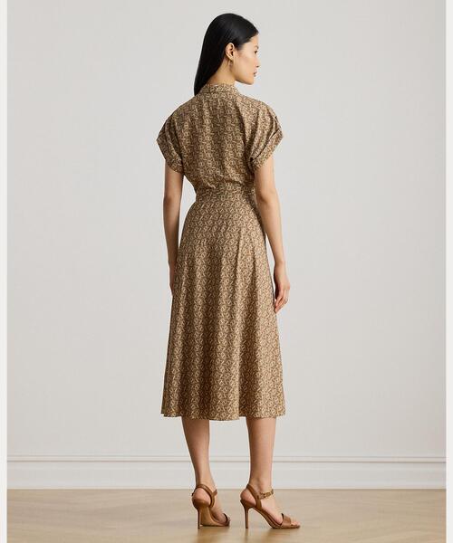 LAUREN RALPH LAUREN(ローレン ラルフ ローレン)の「ジオプリント ベルテッド クレープ ドレス(ワンピース・レディース・ブラウン系2・00/2/0/4/6)」の4枚目の写真