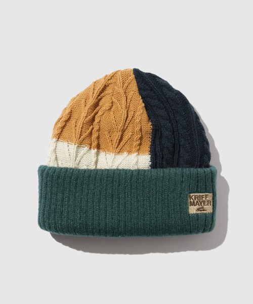 KRIFF MAYER(クリフメイヤー)の「KRIFF MAYER パネルニットワッチ(ニットキャップ/ビーニー・メンズ・ベージュ/ネイビー系/ブラック・FREE)」の3枚目の写真