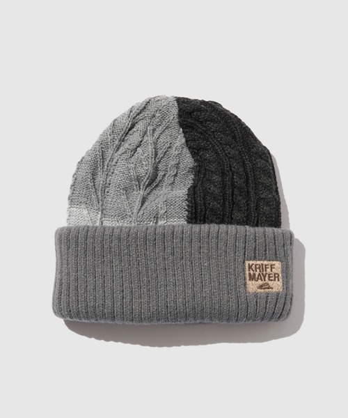 KRIFF MAYER(クリフメイヤー)の「KRIFF MAYER パネルニットワッチ(ニットキャップ/ビーニー・メンズ・ベージュ/ネイビー系/ブラック・FREE)」の2枚目の写真