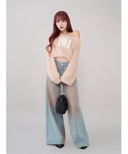 darich ダーリッチ　DDロゴワンショルニットトップス DDロゴワンショルニットトップス（ニット/セーター）｜Darich