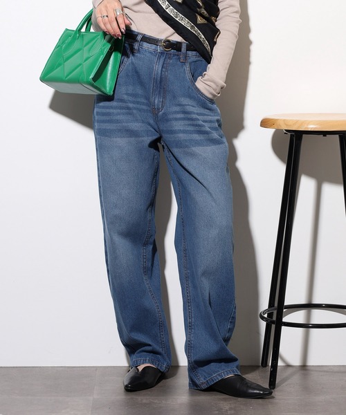 atONE(アットワン)の「デニムカーヴィーパンツ(その他パンツ・レディース・ブルー/ワンウォッシュ/ネイビー・LL/M/L/4L/3L)」の10枚目の写真