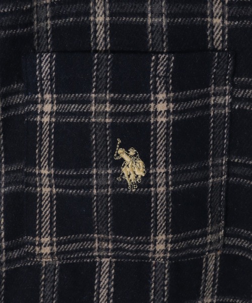 U.S. POLO ASSN.（ユーエスポロアッスン）の「【U.S. POLO ASSN./ユーエスポロアッスン】ロゴ刺繍 ワイドシルエット 長袖 ネルチェック シャツ（シャツ/ブラウス・レディース・ブラウン/ネイビー・L/LL/M）」の9枚目の写真