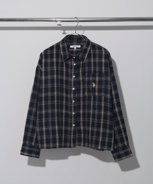 U.S. POLO ASSN.（ユーエスポロアッスン）の「【U.S. POLO ASSN./ユーエスポロアッスン】ロゴ刺繍 ワイドシルエット 長袖 ネルチェック シャツ（シャツ/ブラウス・レディース・ブラウン/ネイビー・L/LL/M）」の11枚目の写真