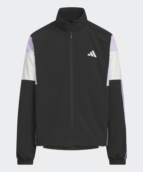 adidas（アディダス）の「ガールズ ウーブン ルーズフィット フルジップ ジャケット キッズ / アディダス adidas（ナイロンジャケット・キッズ・ブラック/バイオレット・130/140/150/160）」の2枚目の写真