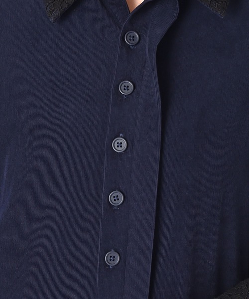 AKTE（アクテ）の「ポイントレースコーデュロイジャンプスーツ（つなぎ/オールインワン・レディース・ライトベージュ/ネイビー・FREE/TALL）」の6枚目の写真