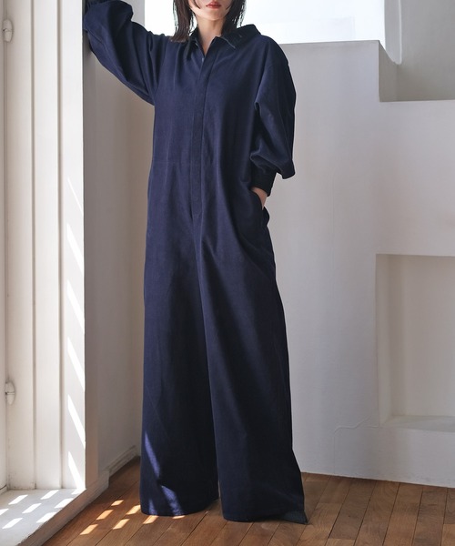 AKTE（アクテ）の「ポイントレースコーデュロイジャンプスーツ（つなぎ/オールインワン・レディース・ライトベージュ/ネイビー・FREE/TALL）」の19枚目の写真