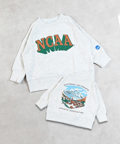 NCAA（エヌシーエーエー）の「【NCAA】ロゴプリントクルーネックスウェット（スウェット・キッズ・ブラック/キナリ/レッド/グリーン・100/110/120/130/140）」の2枚目の写真