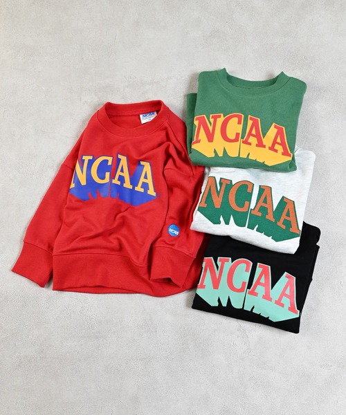 NCAA（エヌシーエーエー）の「【NCAA】ロゴプリントクルーネックスウェット（スウェット・キッズ・ブラック/キナリ/レッド/グリーン・100/110/120/130/140）」の5枚目の写真