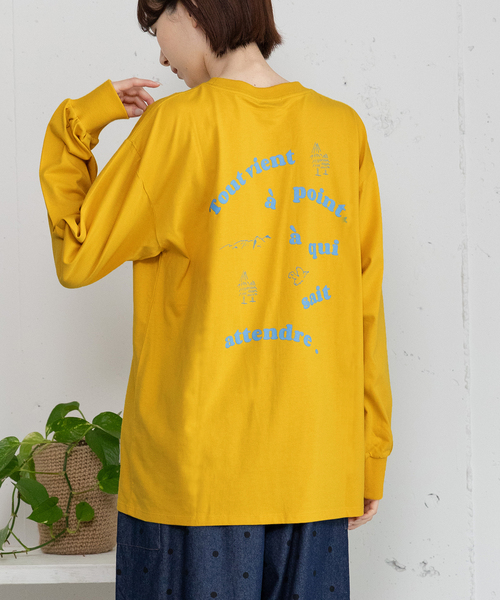 POU DOU DOU（プードゥドゥ）の「バックロゴプリントロンT（Tシャツ/カットソー・レディース・オフホワイト/イエロー/ネイビー・M）」の3枚目の写真