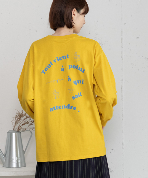 POU DOU DOU（プードゥドゥ）の「バックロゴプリントロンT（Tシャツ/カットソー・レディース・オフホワイト/イエロー/ネイビー・M）」の6枚目の写真