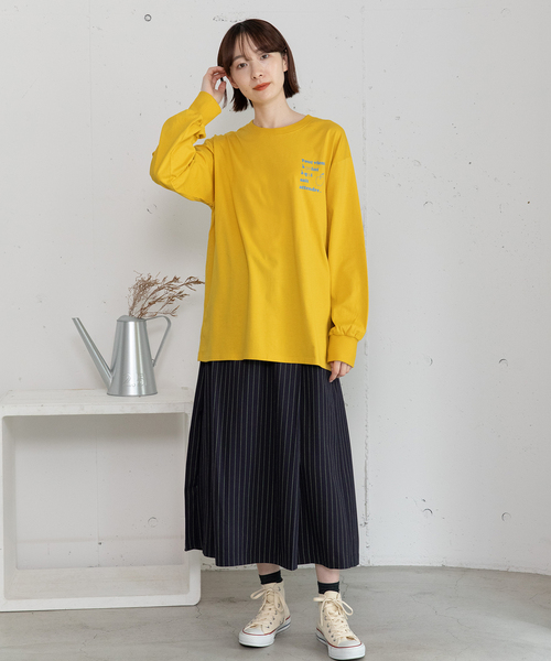 POU DOU DOU（プードゥドゥ）の「バックロゴプリントロンT（Tシャツ/カットソー・レディース・オフホワイト/イエロー/ネイビー・M）」の7枚目の写真