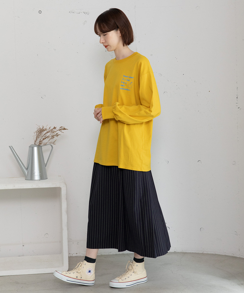 POU DOU DOU（プードゥドゥ）の「バックロゴプリントロンT（Tシャツ/カットソー・レディース・オフホワイト/イエロー/ネイビー・M）」の8枚目の写真