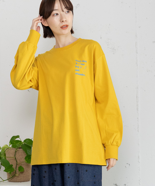 POU DOU DOU（プードゥドゥ）の「バックロゴプリントロンT（Tシャツ/カットソー・レディース・オフホワイト/イエロー/ネイビー・M）」の10枚目の写真