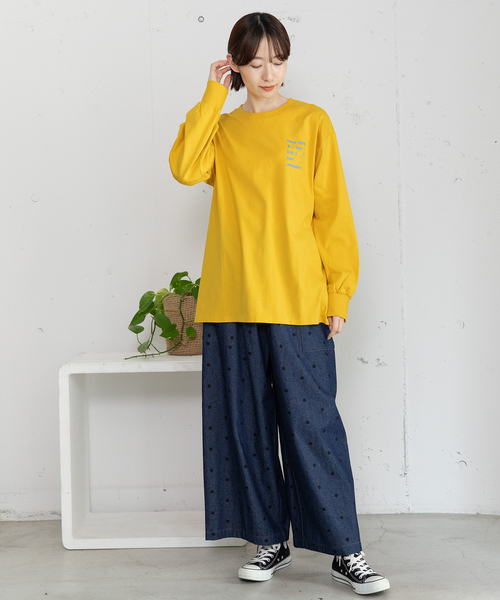 POU DOU DOU（プードゥドゥ）の「バックロゴプリントロンT（Tシャツ/カットソー・レディース・オフホワイト/イエロー/ネイビー・M）」の11枚目の写真