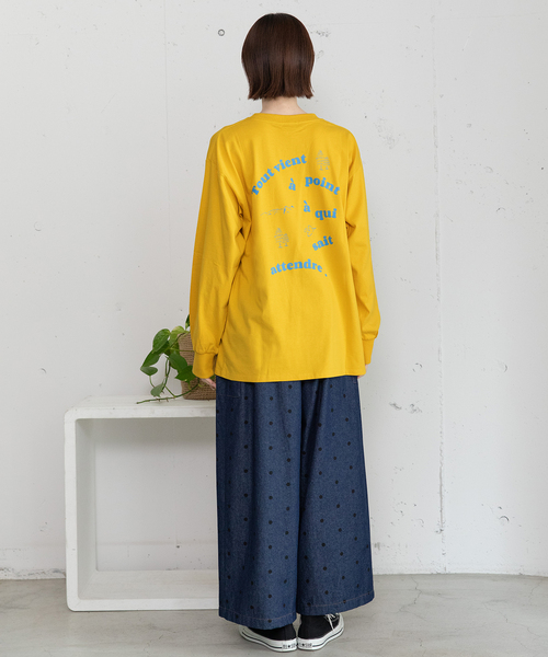 POU DOU DOU（プードゥドゥ）の「バックロゴプリントロンT（Tシャツ/カットソー・レディース・オフホワイト/イエロー/ネイビー・M）」の12枚目の写真