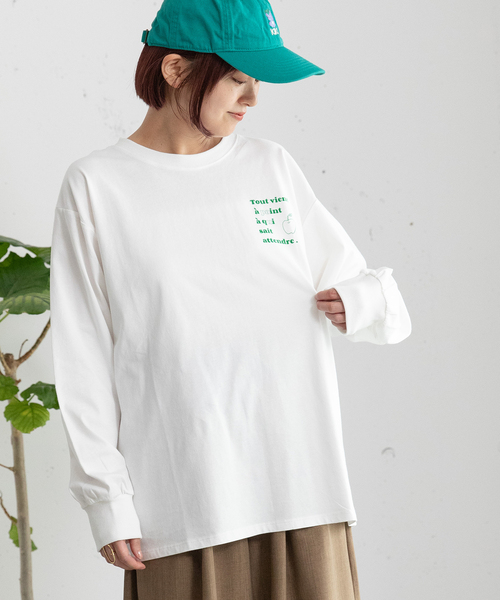 POU DOU DOU（プードゥドゥ）の「バックロゴプリントロンT（Tシャツ/カットソー・レディース・オフホワイト/イエロー/ネイビー・M）」の14枚目の写真