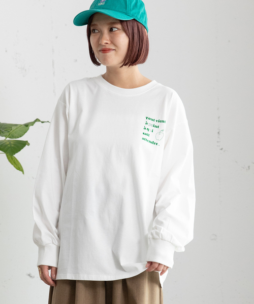 POU DOU DOU（プードゥドゥ）の「バックロゴプリントロンT（Tシャツ/カットソー・レディース・オフホワイト/イエロー/ネイビー・M）」の16枚目の写真