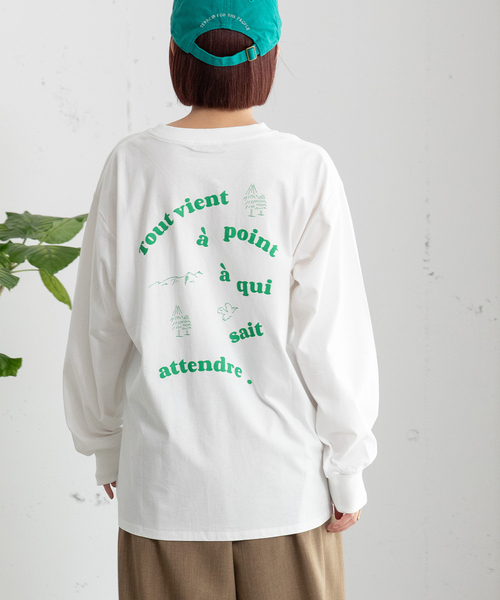 POU DOU DOU（プードゥドゥ）の「バックロゴプリントロンT（Tシャツ/カットソー・レディース・オフホワイト/イエロー/ネイビー・M）」の17枚目の写真