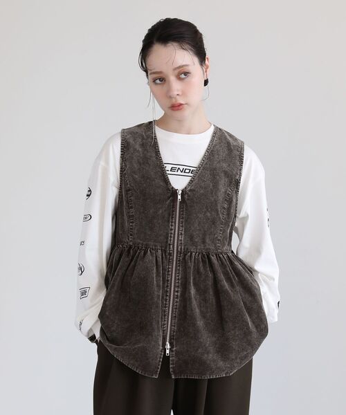 ELENCARE DUE（エレンカーレデュエ）の「・ELENCARE DUE ケミカルコーデュロイベスト（ベスト・レディース・グレー/ブラウン/グリーン・FREE）」の4枚目の写真