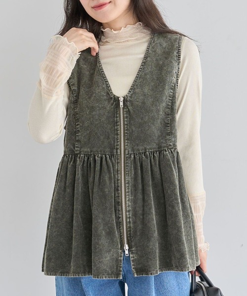 ELENCARE DUE（エレンカーレデュエ）の「・ELENCARE DUE ケミカルコーデュロイベスト（ベスト・レディース・グレー/ブラウン/グリーン・FREE）」の2枚目の写真