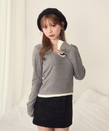 レイヤード風リブロンT