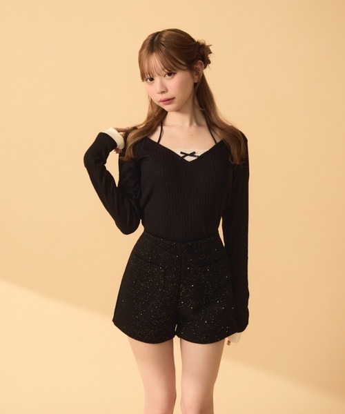 TITTY&CO.（ティティーアンドコー）の「レイヤード風リブロンT（Tシャツ/カットソー・レディース・ブラック/アイボリー/グレー・FREE）」の10枚目の写真