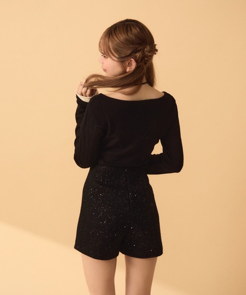 TITTY&CO.（ティティーアンドコー）の「レイヤード風リブロンT（Tシャツ/カットソー・レディース・ブラック/アイボリー/グレー・FREE）」の7枚目の写真