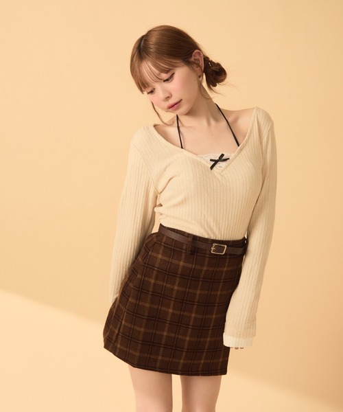 TITTY&CO.（ティティーアンドコー）の「レイヤード風リブロンT（Tシャツ/カットソー・レディース・ブラック/アイボリー/グレー・FREE）」の5枚目の写真