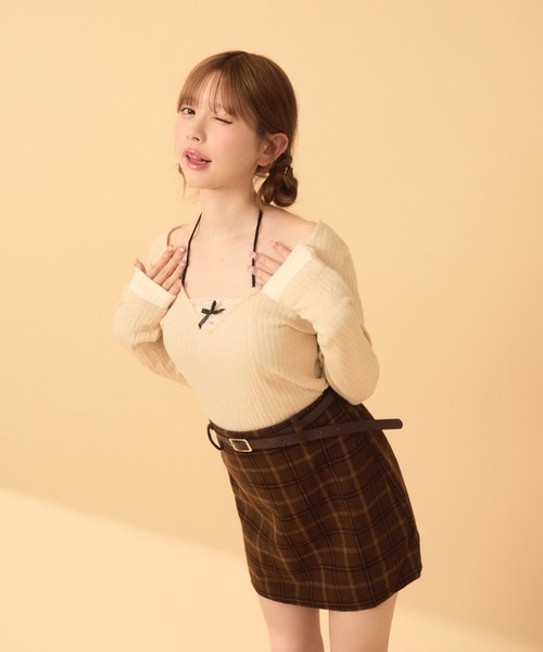 TITTY&CO.（ティティーアンドコー）の「レイヤード風リブロンT（Tシャツ/カットソー・レディース・ブラック/アイボリー/グレー・FREE）」の20枚目の写真