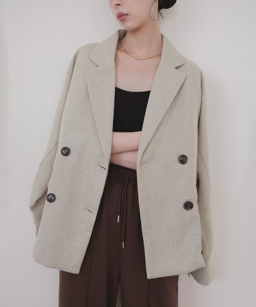 セール】ツイードダブルテーラードジャケット（テーラードジャケット