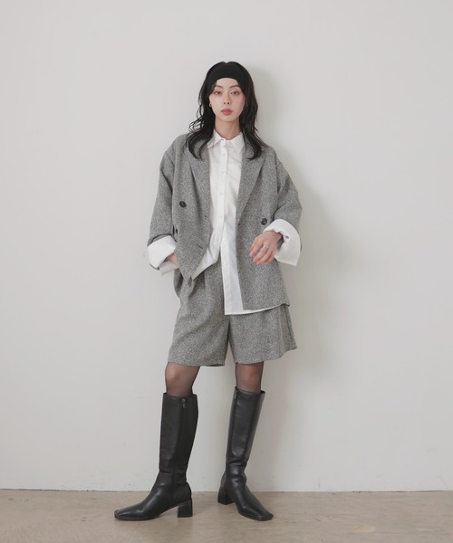 LIAN（リアン）の「ツイードダブルテーラードジャケット（テーラードジャケット・レディース・ブラック/ブラウン/グレー/アイボリー・FREE）」の10枚目の写真