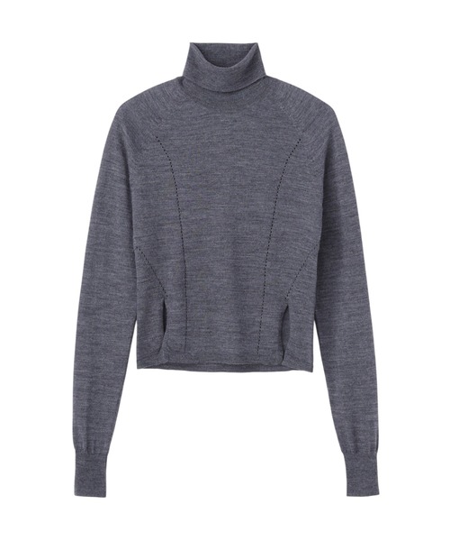 JOHN LAWRENCE SULLIVAN（ジョンローレンスサリバン）の「TURTLE NECK KNIT SWEATER（ニット/セーター・レディース・グレー/ブラック・ONE SIZE）」の2枚目の写真