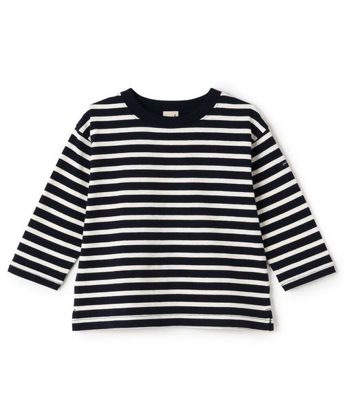 petit main(プティマイン)の「【GOODPRICE/食品防汚】ボーダー長袖T(Tシャツ/カットソー・キッズ・ライトブルー/グリーン/ネイビー/イエロー/ピンク/モカ・120cm/100cm/90cm/110cm/130cm/80cm)」の5枚目の写真