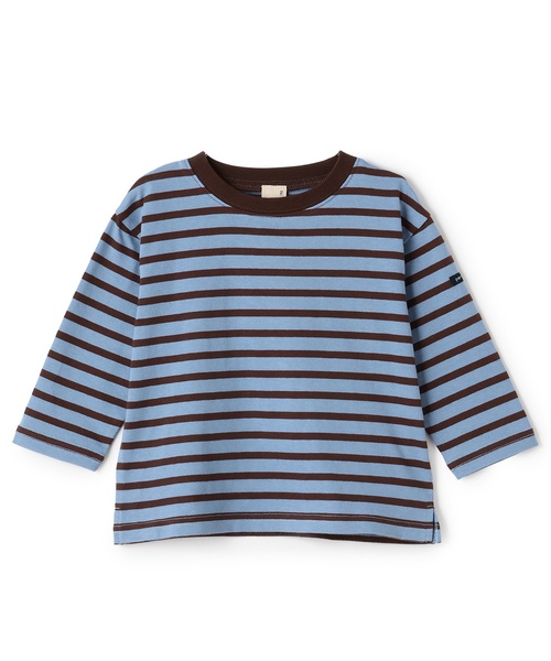 petit main(プティマイン)の「【GOODPRICE/食品防汚】ボーダー長袖T(Tシャツ/カットソー・キッズ・ライトブルー/グリーン/ネイビー/イエロー/ピンク/モカ・120cm/100cm/90cm/110cm/130cm/80cm)」の13枚目の写真