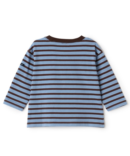 petit main(プティマイン)の「【GOODPRICE/食品防汚】ボーダー長袖T(Tシャツ/カットソー・キッズ・ライトブルー/グリーン/ネイビー/イエロー/ピンク/モカ・120cm/100cm/90cm/110cm/130cm/80cm)」の14枚目の写真