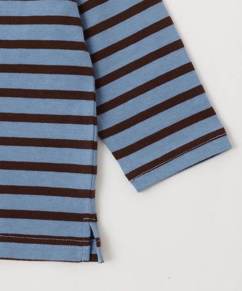 petit main(プティマイン)の「【GOODPRICE/食品防汚】ボーダー長袖T(Tシャツ/カットソー・キッズ・ライトブルー/グリーン/ネイビー/イエロー/ピンク/モカ・120cm/100cm/90cm/110cm/130cm/80cm)」の17枚目の写真