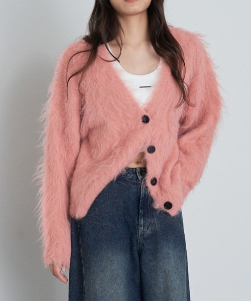 RAY CASSIN（レイカズン）の「シャギーVルーズカーディガン（カーディガン/ボレロ・レディース・グレー/ライトベージュ/パープル・FREE）」の3枚目の写真