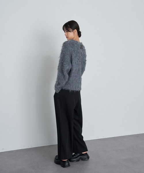 RAY CASSIN（レイカズン）の「シャギーVルーズカーディガン（カーディガン/ボレロ・レディース・グレー/ライトベージュ/パープル・FREE）」の8枚目の写真