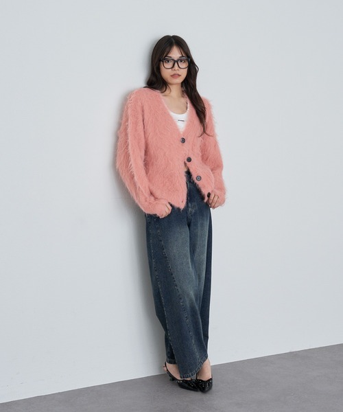 RAY CASSIN（レイカズン）の「シャギーVルーズカーディガン（カーディガン/ボレロ・レディース・グレー/ライトベージュ/パープル・FREE）」の22枚目の写真