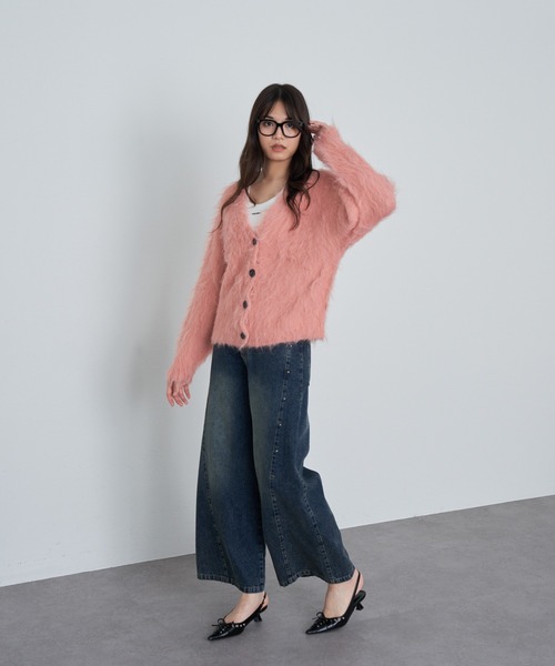 RAY CASSIN（レイカズン）の「シャギーVルーズカーディガン（カーディガン/ボレロ・レディース・グレー/ライトベージュ/パープル・FREE）」の17枚目の写真