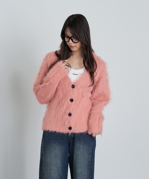 RAY CASSIN（レイカズン）の「シャギーVルーズカーディガン（カーディガン/ボレロ・レディース・グレー/ライトベージュ/パープル・FREE）」の19枚目の写真