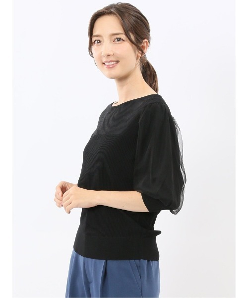 m.f.editorial(エムエフエディトリアル)の「【ストレッチ ハンドウォッシャブル】m.f.エディトリアル レディース 袖チュール ニットプルオーバー(ニット/セーター・レディース・ブラウン/ブルー/ブラック/ライラック・MEDIUM/LARGE)」の21枚目の写真