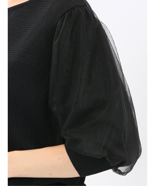 m.f.editorial(エムエフエディトリアル)の「【ストレッチ ハンドウォッシャブル】m.f.エディトリアル レディース 袖チュール ニットプルオーバー(ニット/セーター・レディース・ブラウン/ブルー/ブラック/ライラック・MEDIUM/LARGE)」の17枚目の写真