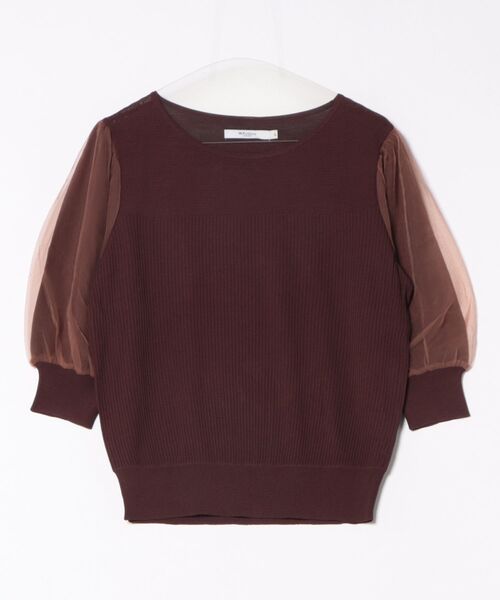 m.f.editorial(エムエフエディトリアル)の「【ストレッチ ハンドウォッシャブル】m.f.エディトリアル レディース 袖チュール ニットプルオーバー(ニット/セーター・レディース・ブラウン/ブルー/ブラック/ライラック・MEDIUM/LARGE)」の18枚目の写真