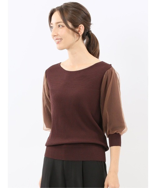 m.f.editorial(エムエフエディトリアル)の「【ストレッチ ハンドウォッシャブル】m.f.エディトリアル レディース 袖チュール ニットプルオーバー(ニット/セーター・レディース・ブラウン/ブルー/ブラック/ライラック・MEDIUM/LARGE)」の19枚目の写真