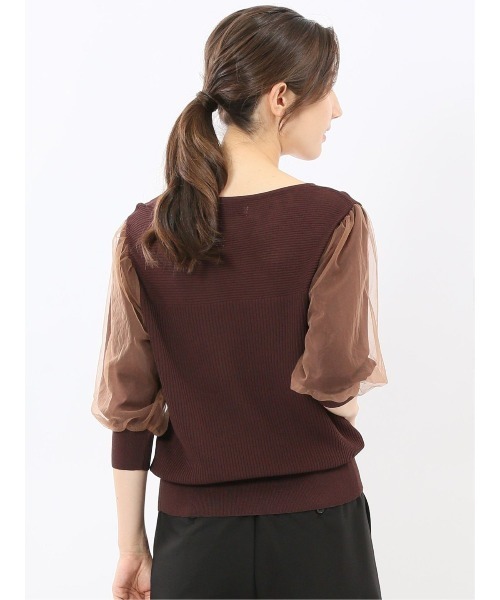 m.f.editorial(エムエフエディトリアル)の「【ストレッチ ハンドウォッシャブル】m.f.エディトリアル レディース 袖チュール ニットプルオーバー(ニット/セーター・レディース・ブラウン/ブルー/ブラック/ライラック・MEDIUM/LARGE)」の20枚目の写真
