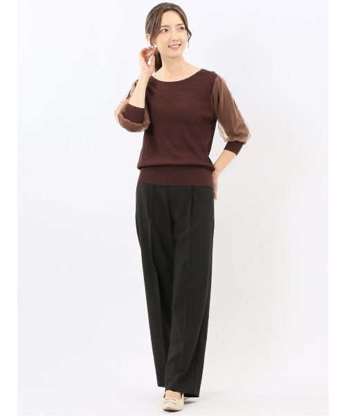 m.f.editorial(エムエフエディトリアル)の「【ストレッチ ハンドウォッシャブル】m.f.エディトリアル レディース 袖チュール ニットプルオーバー(ニット/セーター・レディース・ブラウン/ブルー/ブラック/ライラック・MEDIUM/LARGE)」の10枚目の写真