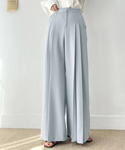 Doula Doula（ドゥーラドゥーラ）の「ワイドタックフレアパンツ（その他パンツ・レディース・ブラック/ベージュ/ブルー・S/M/L）」の17枚目の写真